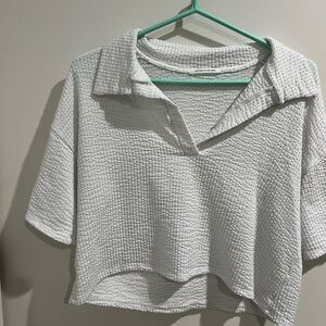 White Textured Women's Top